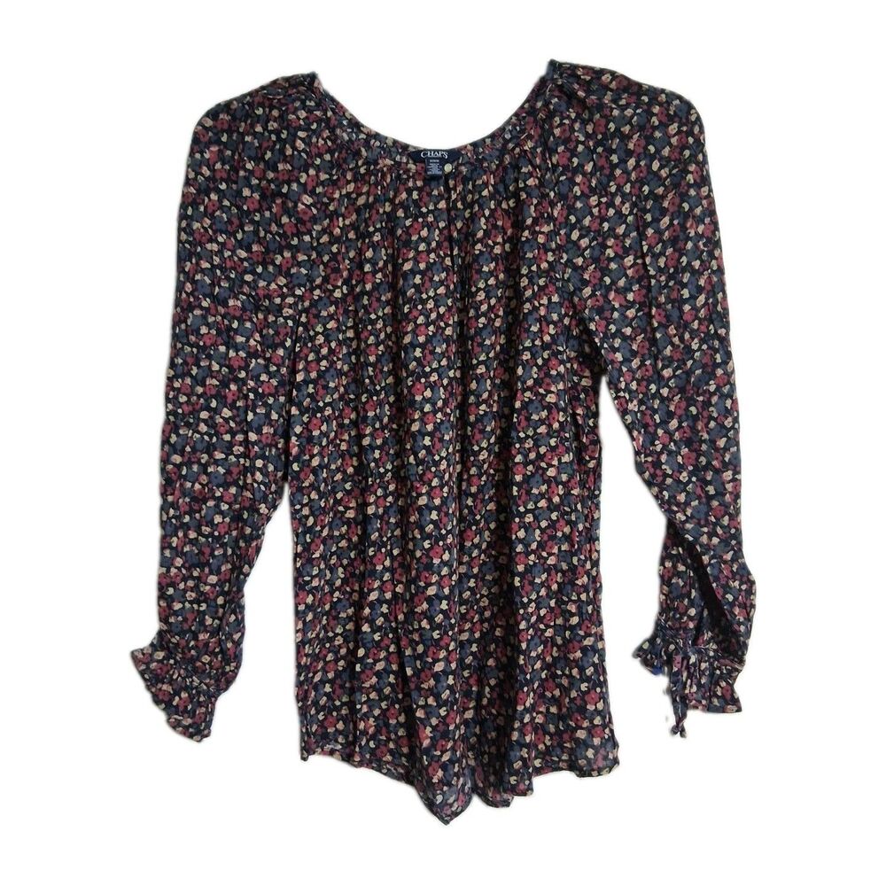Women's Chaps Long Sleeve Floral Peasant Top Size M